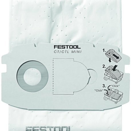 Festool 498411 CT MIDI Self Cleaning Filter Bags, 5-Count