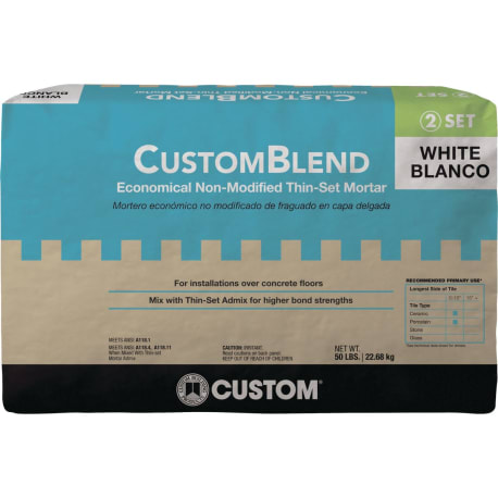 Custom Building Products Custom-Blend Thin-Set White Mortar Mix, 50 lb.