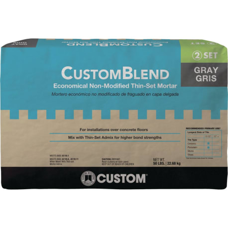 Custom Building Products Custom-Blend Thin-Set Gray Mortar Mix, 50 lb.