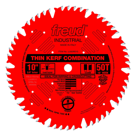 Freud Thin Kerf Combination Blade 10 in. x 50 Teeth