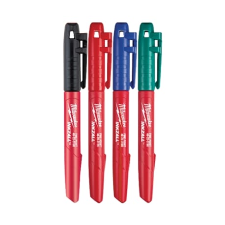 Milwaukee INKZALL™ Multi-Color Fine Point Jobsite Markers, 4-Pack