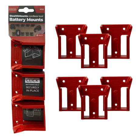 StealthMounts Milwaukee M18™ Red Battery Mounts, 6-Pack