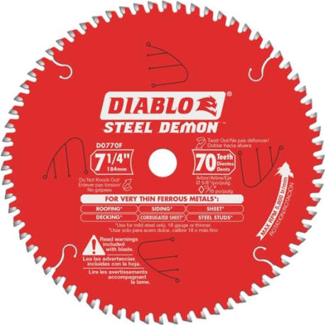 Diablo 7-1/4-In. 70 Tooth Carbide Tipped Metal Saw Blade