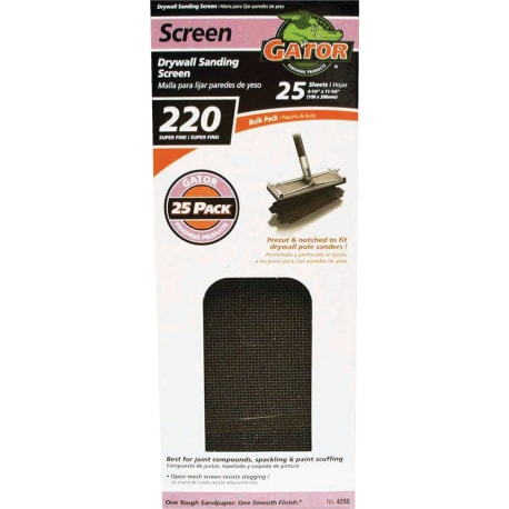 Gator 4-3/8 x 11 in. 220-Grit Pre-Cut Drywall Sanding Screen, Single Sheet