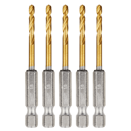 Milwaukee SHOCKWAVE™ 1/8" RED HELIX™ Titanium Drill Bit, 5-Pack