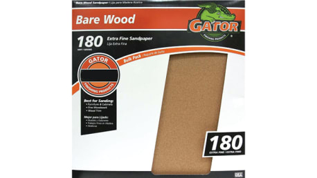 Gator 9 x 11 in. 180-Grit Extra Fine Sandpaper, Single Sheet