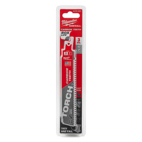 Milwaukee 6" The TORCH™ with CARBIDE TEETH 7TPI, 3PK