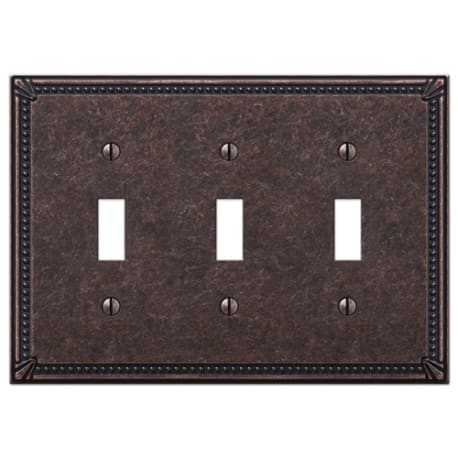 Amerelle 3 Toggle Imperial Bead Tumbled Antique Bronze Wallplate