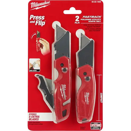 Milwaukee FASTBACK™ 6IN1 Folding Utility Knife, 2PK