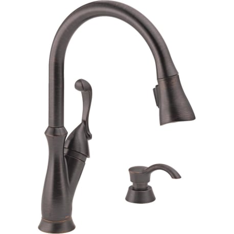 Delta Arabella Venetian Bronze Single Handle Pull Down Kitchen Faucet with Soap Dispenser