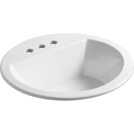 Kohler White Round Drop-In Bathroom Sink with 4 in. Centerset Faucet Holes