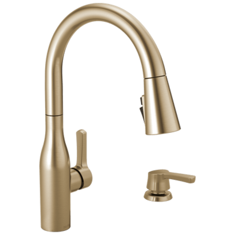 Delta Marca Champagne Bronze Single Handle Kitchen Faucet with Soap Dispenser