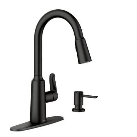 Moen Edwyn Matte Black Single Handle Pull Down Kitchen Faucet with Soap  Dispenser