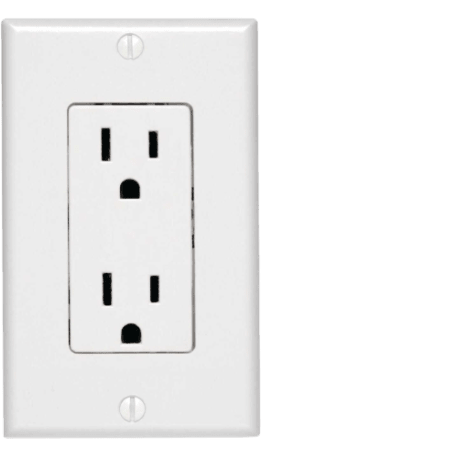 Leviton 15A White Residential Grade Duplex Outlet with Wall Plate