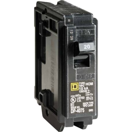 Square D Homeline 20Amp Single-Pole Standard Trip Circuit Breaker