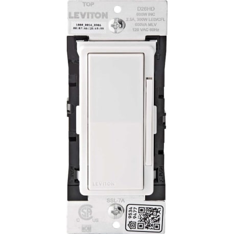 Leviton Decora Smart WiFi 600W White Rocker Dimmer Switch