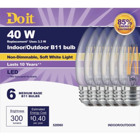 Do It Soft White 40 Watt Equivalent LED Decorative Light Bulb, 6-Pack