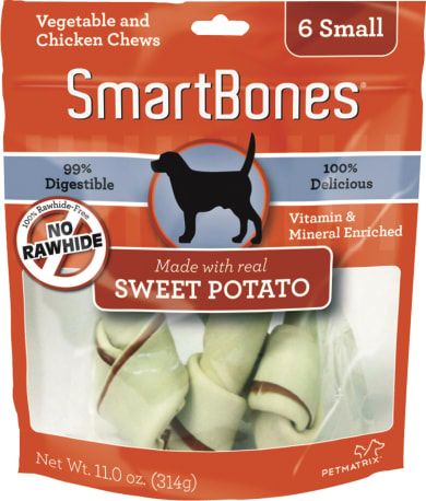 SmartBones Small Sweet Potato Chews for Dogs, 6-Pack