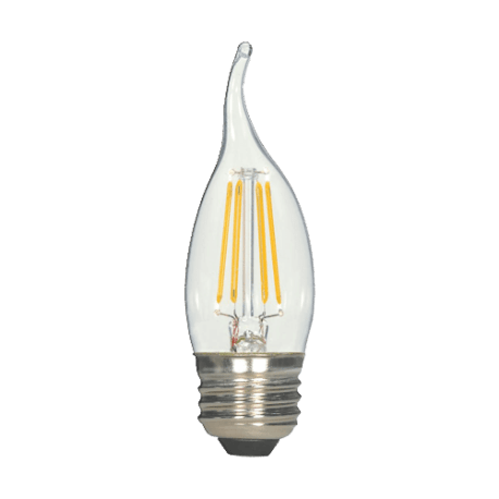 Satco 5.5 Watt CA10 LED Warm White Clear LED Candelabra Light Bulb, 2-Pack