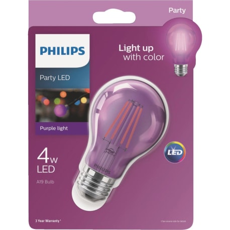 Philips 4 Watt Purple Indoor/Outdoor LED Party Light Bulb