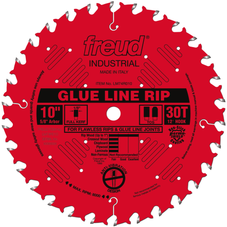 Freud 10 in. x 30 TCG Glue Line Rip Red