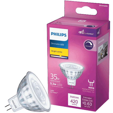 6W LED MR16 Bulb, Dimmable, 12V, G5.3 Base, 3000K