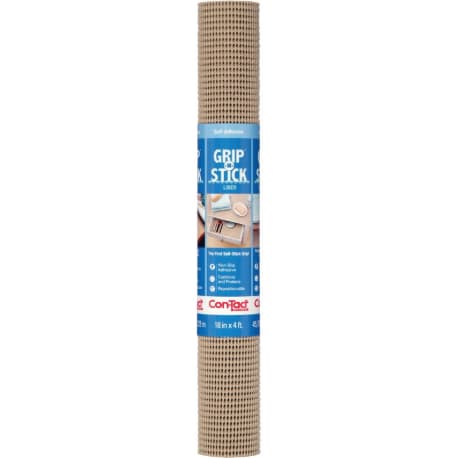 Con-Tact Taupe Grip-N-Stick Self-Adhesive Shelf Liner, 4 ft.