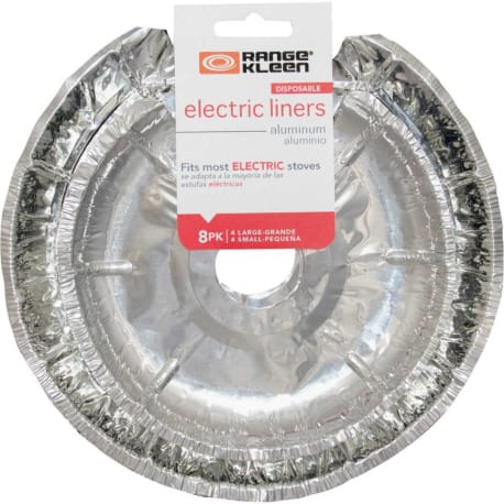 Range Kleen Round Aluminum Foil Electric Stove Bib Liners, 8-Pack