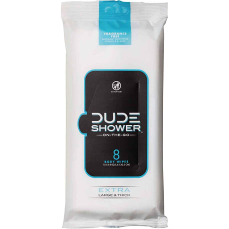 DUDE Shower On-The-Go Wipes, 8 Count