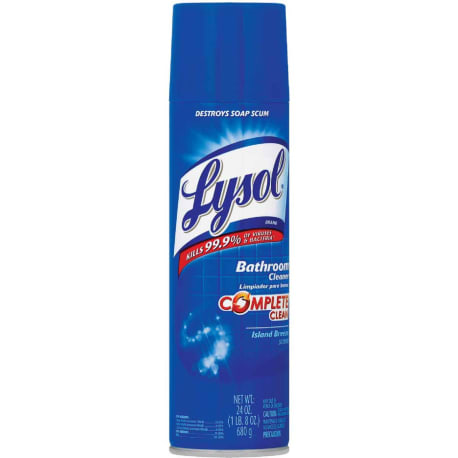 Lysol Complete Bathroom Cleaner Aerosol Spray, 24 oz.