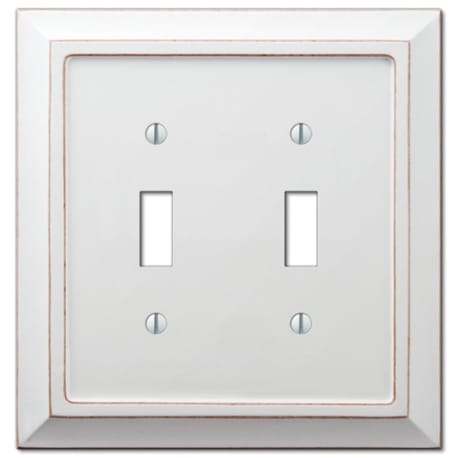 Amerelle 2 Toggle Savannah Distressed White Wood Wallplate