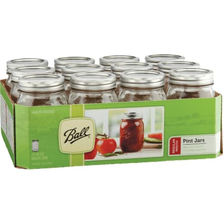 Ball 1 Pint Regular Mouth Mason Canning Jars, 12-Pack