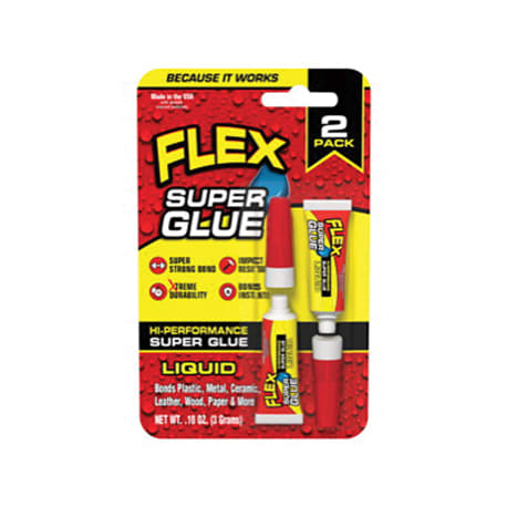 Flex Super Glue 0.1 oz. Liquid Glue, 2Pk