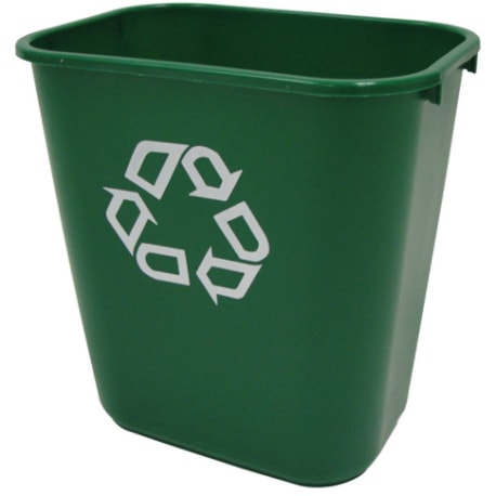 Rubbermaid Green Recycling Wastebasket, 28 Quart