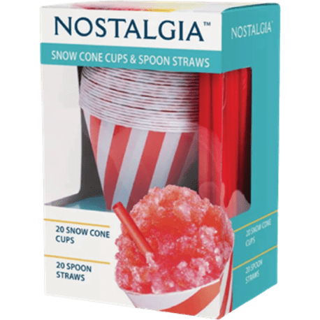 Nostalgia Snow Cone Cups & Straws, 20-Pack