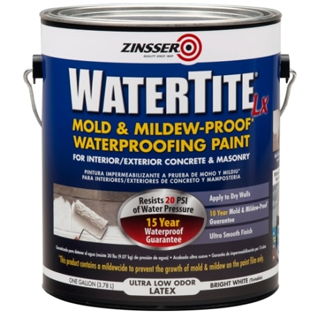 Zinsser WaterTite Mold & Mildew-Proof Waterproofing Latex Paint, 1 Gallon