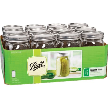 Ball 1 Quart Wide Mouth Mason Canning Jar, 12 Count