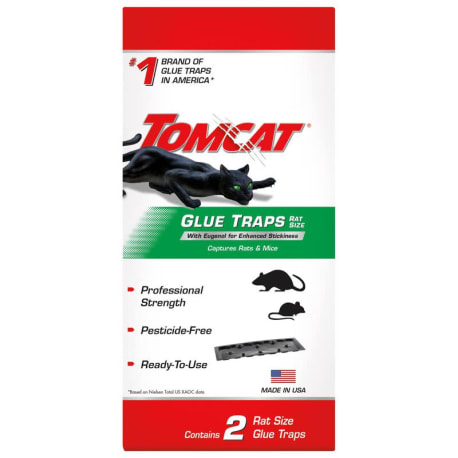 Tomcat Glue Traps Rat Size with Eugenol for Enhanced Stickiness, 2 Pack