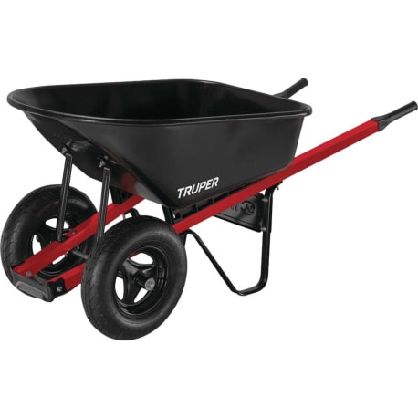 Truper Tru Tough Landscaper Dual Wheel Steel Wheelbarrow, 6 cu. ft.