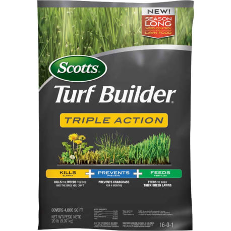 Scotts Turf Builder Triple Action Lawn Fertilizer with Weed Killer, 50 lbs.