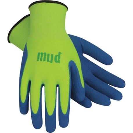 Mud Women's Large Lime Green & Blue Latex Coated Garden Gloves