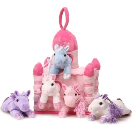 Unipak Designs Plush Pink Horse Castle with Horses