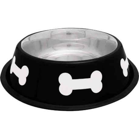 Westminster Pet Pet Ruffin' it Non-Skid Black & White Pet Food Bowl, 32 oz.