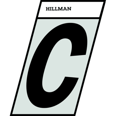 Hillman 1-1/2 in. Black & Silver Reflective Mylar Angle Cut Sticker Letter C