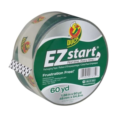 Duck Brand EZ Start Clear Packaging Tape, 1.88 in. x 60 yd.