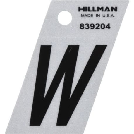 Hillman 1-1/2 in. Black & Silver Reflective Mylar Angle Cut Sticker Letter W