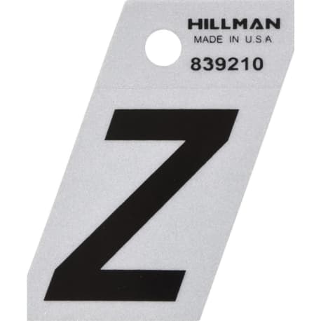 Hillman 1-1/2 in. Black & Silver Reflective Mylar Angle Cut Sticker Letter Z