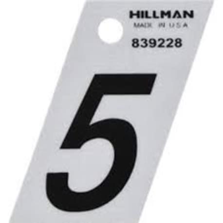 Hillman 1-1/2-In. Adhesive Black & Silver Angle-Cut House Number 5