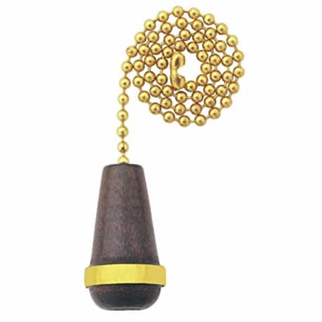 Westinghouse Brass Beaded Pull Chain with Wooden Cone Knob, 12 In.