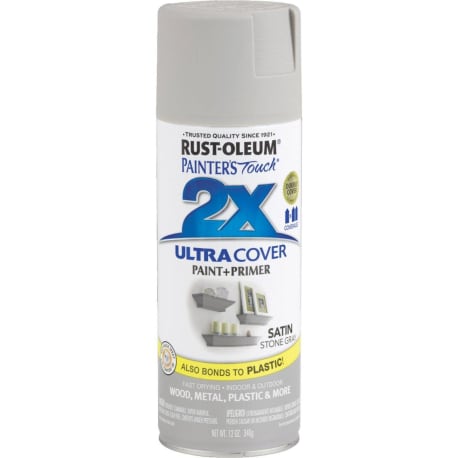 Rust-Oleum Painters' Touch 2X Stone Gray Satin Spray Paint & Primer, 12 oz.